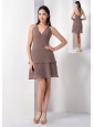 The Brand New Style Brown A-line Halter Bridesmaid Dress Chiffon Mini-length