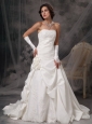 Beautiful A-Line / Princess Wedding Dress Strapless  Taffeta Appliques Court Train