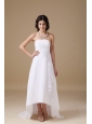 Beautiful A-line Strapless Beach Wedding Dress Chiffon Appliques High-low