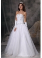Elegant A-Line / Princess Sweetheart Wedding Dress Organza Beading Floor-length