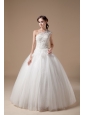 Best Ball Gown Wedding Dress One Shoulder Satin And Tulle Appliques Floor-length
