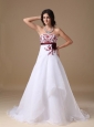 Custom Made A-line Strapless Wedding Dress Organza Beading Court Train