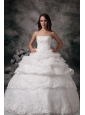 Custom Made Straplesss Ball Gown Wedding Dress Lace Pick-up Floor-length