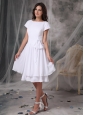 Customize Empire Bateau Short Wedding Dress Chiffon Knee-length
