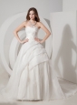 Elegant A-line Sweetheart Wedding Dress Organza Appliques Court Train