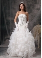 Gorgeous A-line Strapless Wedding DressOrganza Beading Floor-length