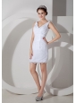 Low Price Column V-neck Short Wedding Dress Satin Lace Mini-length