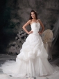 New A-line Sweetheart Wedding Dress Organza Beading Court Train