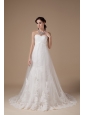 Popular A-line Wedding Dress Tulle Lace Brush Train