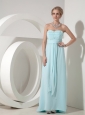 Custom Made Baby Blue Elegant Bridesmaid Dress Column Sweetheart Chiffon Beading and Ruch Floor-length