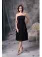 Customize Column Strapless Little Black Dress Chiffon Ruch Tea-length