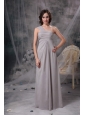 Customize Grey Column One Shoulder Mother Of The Bride Dress Chiffon Ruch Floor-length