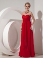 Customize Wine Red Column Sweetheart Chiffon Beading Elegant Bridesmaid Dress Floor-length