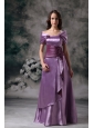 Elegant Lavender Empire Off The Shoulder Mother Of The Bride Dress Taffeta Hand Made Flowers Floor-length