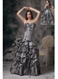 Gorgeous Grey Column Sweetheart Evening Dress Taffeta Beading Floor-length