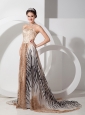Multi-color Elegant Bridesmaid Dress Empire Strapless Leopard Court Train