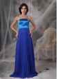 Pretty Royal Blue Elegant Bridesmaid Dress Empire Strapless Satin and Chiffon Floor-length