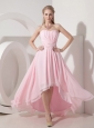 Sexy Baby Pink Empire Cocktail Dress Sweetheart Chiffon Beading High-low