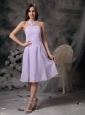 Simple Lilac Empire V-neck Prom / Homecoming Dress Chiffon Mini-length
