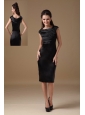 Special Column Scoop Little Black Dress Satin Ruch Knee-length