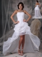 The most Popular Cocktail Dress White A-Line / Princess Strapless High-low Organza Beading