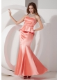 The Super Hot Watermelon Evening Dress Mermaid Sweetheart Taffeta Ruch Ankle-length