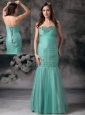 Unique Turquoise Mermaid Evening Dress Sweetheart  Organza Beading Floor-length