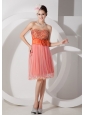 Custom Made Orange A-line Sweetheart Short Prom Dress Organza Ruch and Beading Knee-length