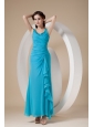 Custom Made Teal Column / Sheath Straps Prom Dress Chiffon
