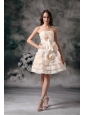 Elegant Champagne Strapless Short Prom / Homecoming Dress Mini-length Organza
