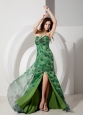 Elegant Peacock Printing Sweetheart Prom Dress with Split