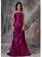 Exclusive Fuchsia Column One Shoulder Evening Dress Taffeta Appliques Floor-length