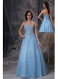 Baby Blue A-line Sweetheart Prom Dress Oraganza Beading