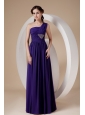 Super Hot Purple Column / Sheath One Shoulder Prom Dress Chiffon Beading