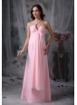 Customize Baby Pink Evening Dress Empire Halter  Chiffon Beading Floor-length