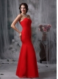 Fashionable Red Evening Dress Mermaid Sweetheart Chiffon and Floor-length