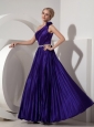 Lovely Dark Purple One Shoulder Prom Dress Beading