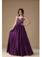 Modest Purple Straps Prom Dress Chiffon Beading