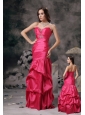 Remarkable Coral Red Column Sweetheart Prom Dress Taffeta Beading Floor-length