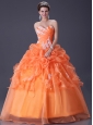 Clearance cheap organza orange color quinceanera dress under 150