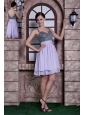 Discount Lilac A-line Spaghetti Straps Cocktail Dress Beading Chiffon Knee-length