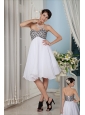 Simple White A-line / Princess Prom / Homecoming Dress Sweetheart Knee-length Chiffon