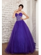 2013 New Style Purple A-line Sweetheart Prom / Evening Dress Tulle Beading Floor-length