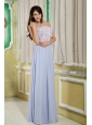 Beautiful Lilac Empire Strapless Prom Dress Chiffon Roling Flower Floor-length