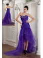 Custom Made Purple Mermaid Sweetheart High-low Prom Dress Tulle Beading