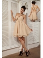 Lovely Champagne Empire Sweetheart Cocktail Dress Chiffon Appliques Cocktail Dress Mini-length