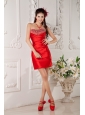 Low Price Red Column Sweetheart Cocktail Dress Satin Beading Mini-length