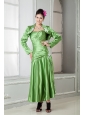 Modest Spring Green Mother Of The Bride Dress A-line Sweetheart Elastic Woven Satin Appliques Ankle-length