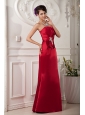 Red Mother Of The Bride Dress For Custom Made Column Strapless Floor-length Satin Beading