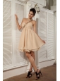 Simple Champagne Prom / Homecoming Dress Empire Sweetheart  Chiffon Appliques Mini-length